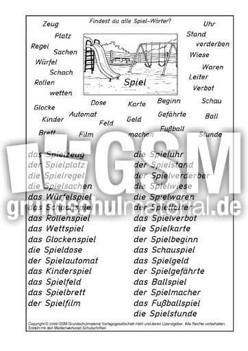Wörter Zusammensetzen Spiel Wörter Zusammensetzen Spiel
